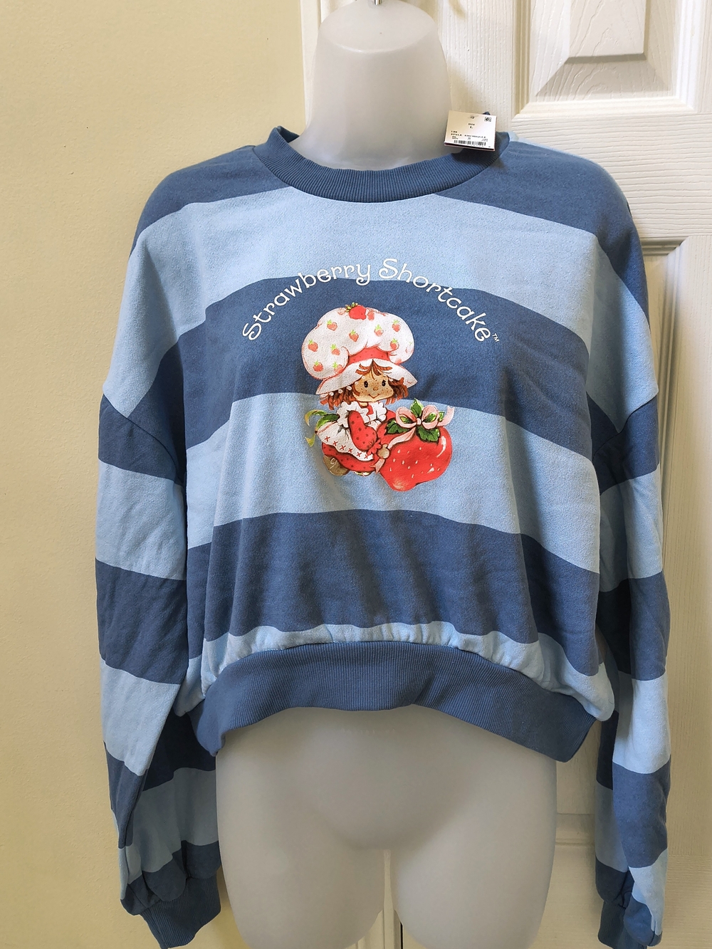 Women's Blue Striped Crewneck Sweater And
